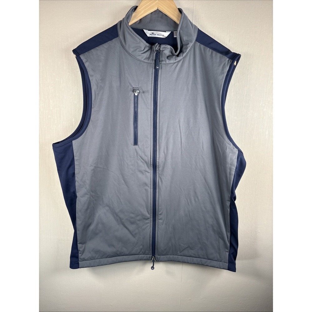 Peter Millar Fuse Hybrid Vest Mens Extra Large Gray Blue Golf Performance